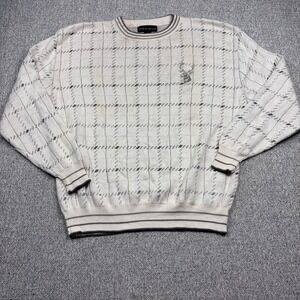 Croft & Barrow Vintage Knit Sweater Mens Large Made USA Cotton Deer Pattern
